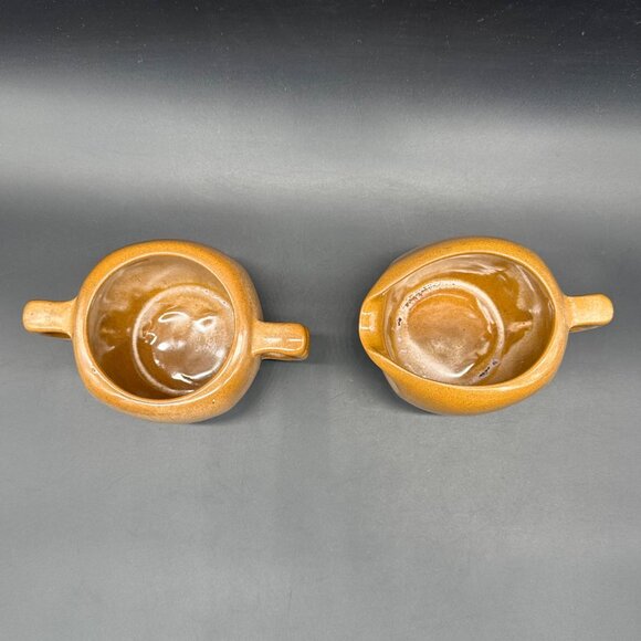 Vintage Frankoma Plainsman Creamer Sugar Bowl Set Brown Retro Dining Serving - Picture 6 of 10
